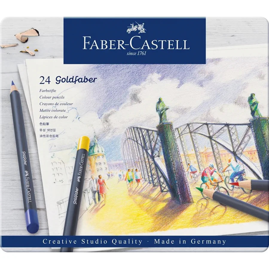 Matite colorate Goldfaber conf. metallo da 24