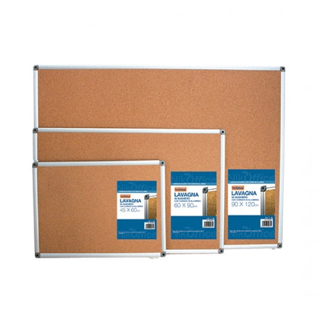 Lavagna in sughero con cornice in alluminio