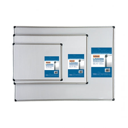 Lavagna magnetica bianca con cornice in alluminio 90X120