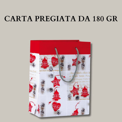 KARTOS - Sacchetti di Carta Regalo Sacchetti di Natale con Manici Buste Elegante per Regali Alimenti Dolci 12cm x 35cm x 10cm