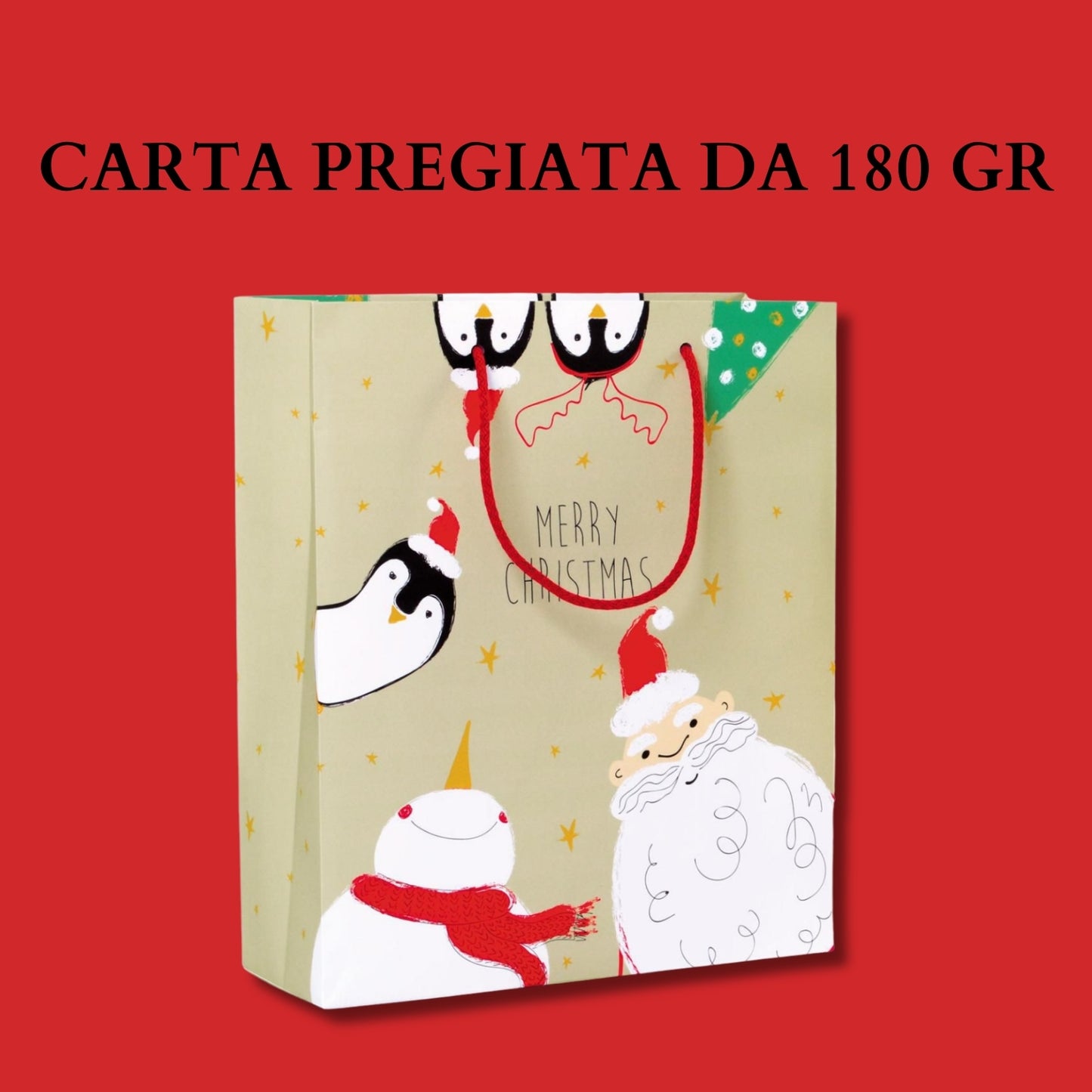 KARTOS - Sacchetti di Carta Regalo Sacchetti di Natale con Manici Buste Elegante per Regali Alimenti Dolci 36cm x 30cm x 12cm