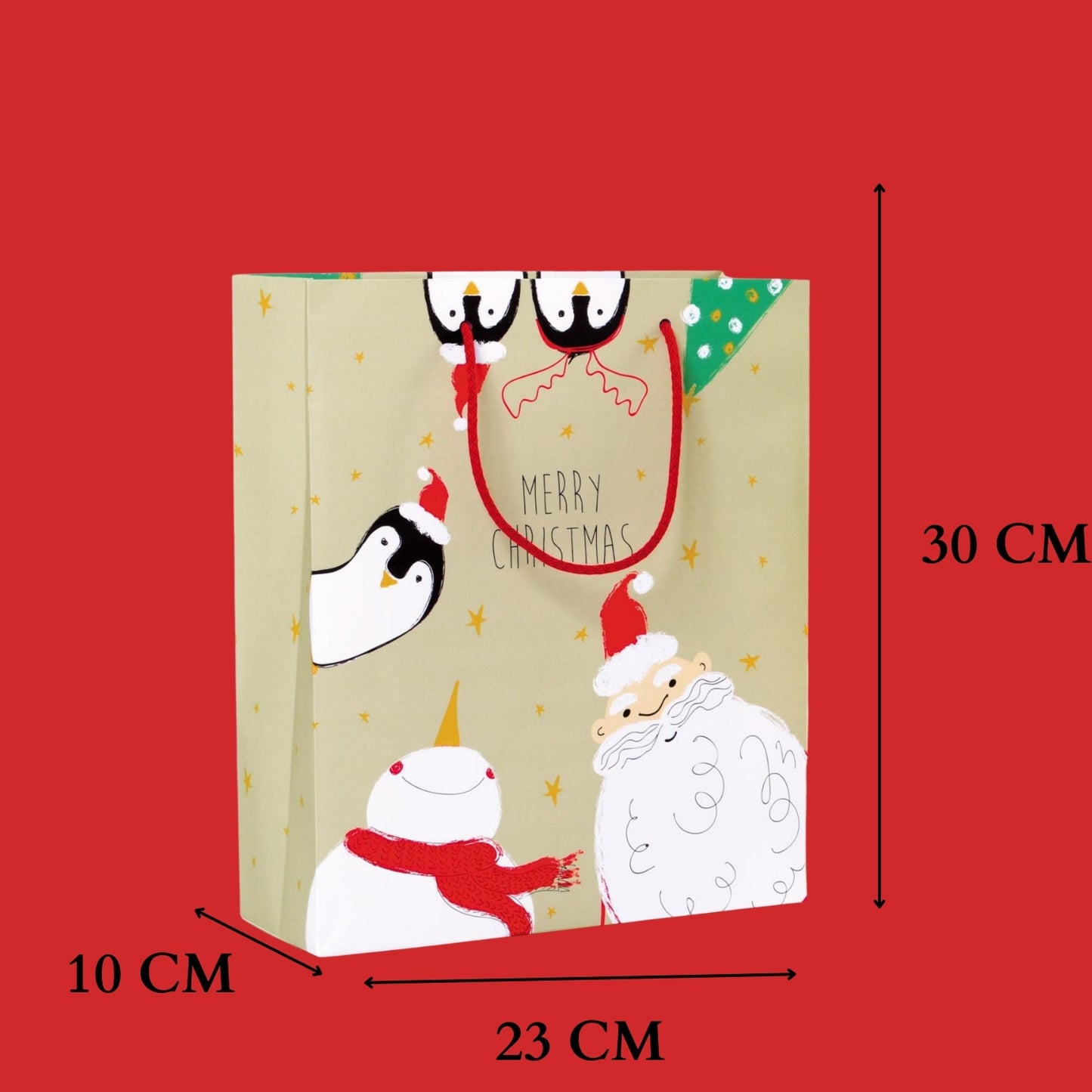 KARTOS - Sacchetti di Carta Regalo Sacchetti di Natale con Manici Buste Elegante per Regali Alimenti Dolci 36cm x 30cm x 12cm