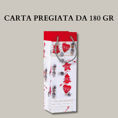 KARTOS - 3 Sacchetti Regalo per Bottiglie, Busta di Natale con Manici Elegante per Vino 35cm x 12cm x 10cm