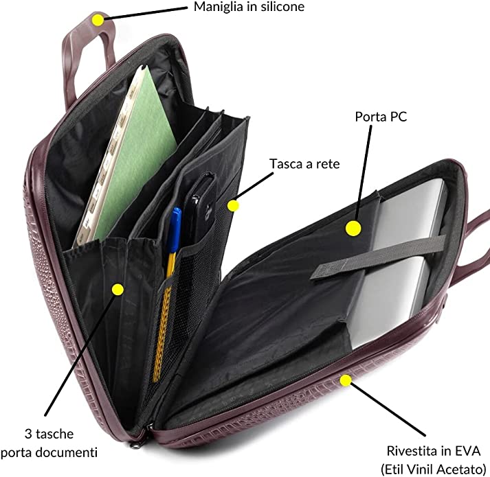 Bombata Shiny Cocco – Borsa porta pc 15,6 pollici – Borsa computer con tracolla – Pelle sintetica
