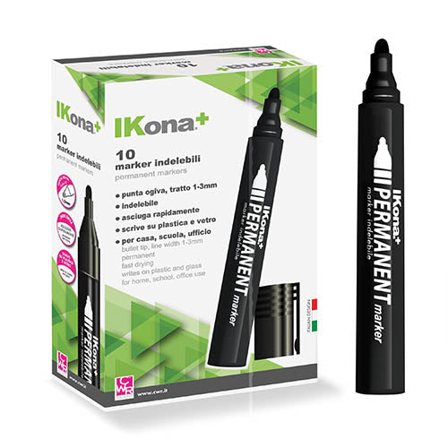 MARKER INDELEBILE PUNTA TONDA - NERO CONF. 10 PZ