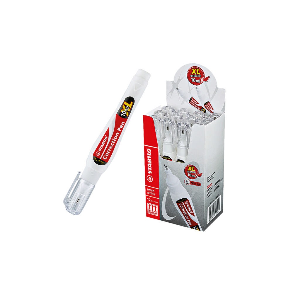 Correttore Liquido a Penna Stabilo Swan White XL 10ml Pacco da 12 pz- STAB888PM