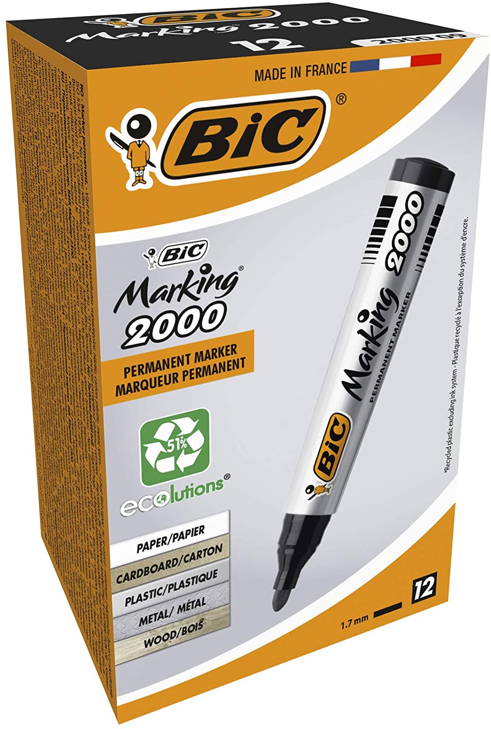 Bic Marking 2000 Ecolutions Marcatore Permanente Confezione 12 Marcatori