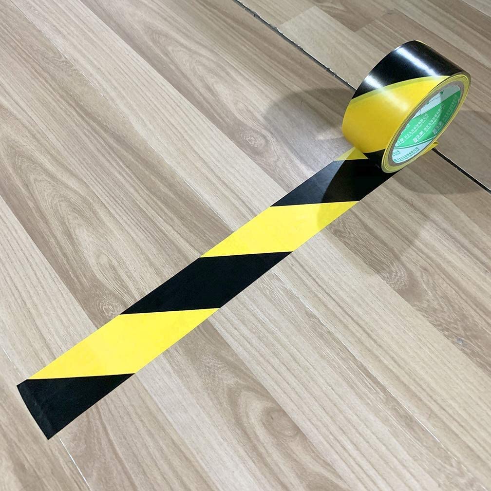 Nastro adesivo di sicurezza, nero e giallo, per pavimento