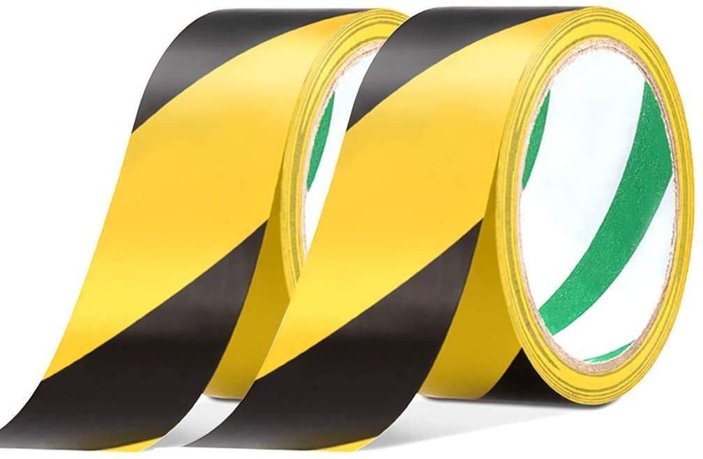 Nastro adesivo di sicurezza, nero e giallo, per pavimento