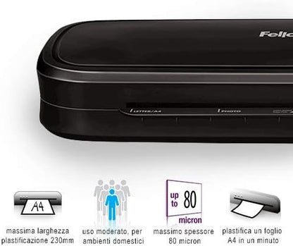 Fellowes Plastificatrice L80, Formato A4, 80 Micron